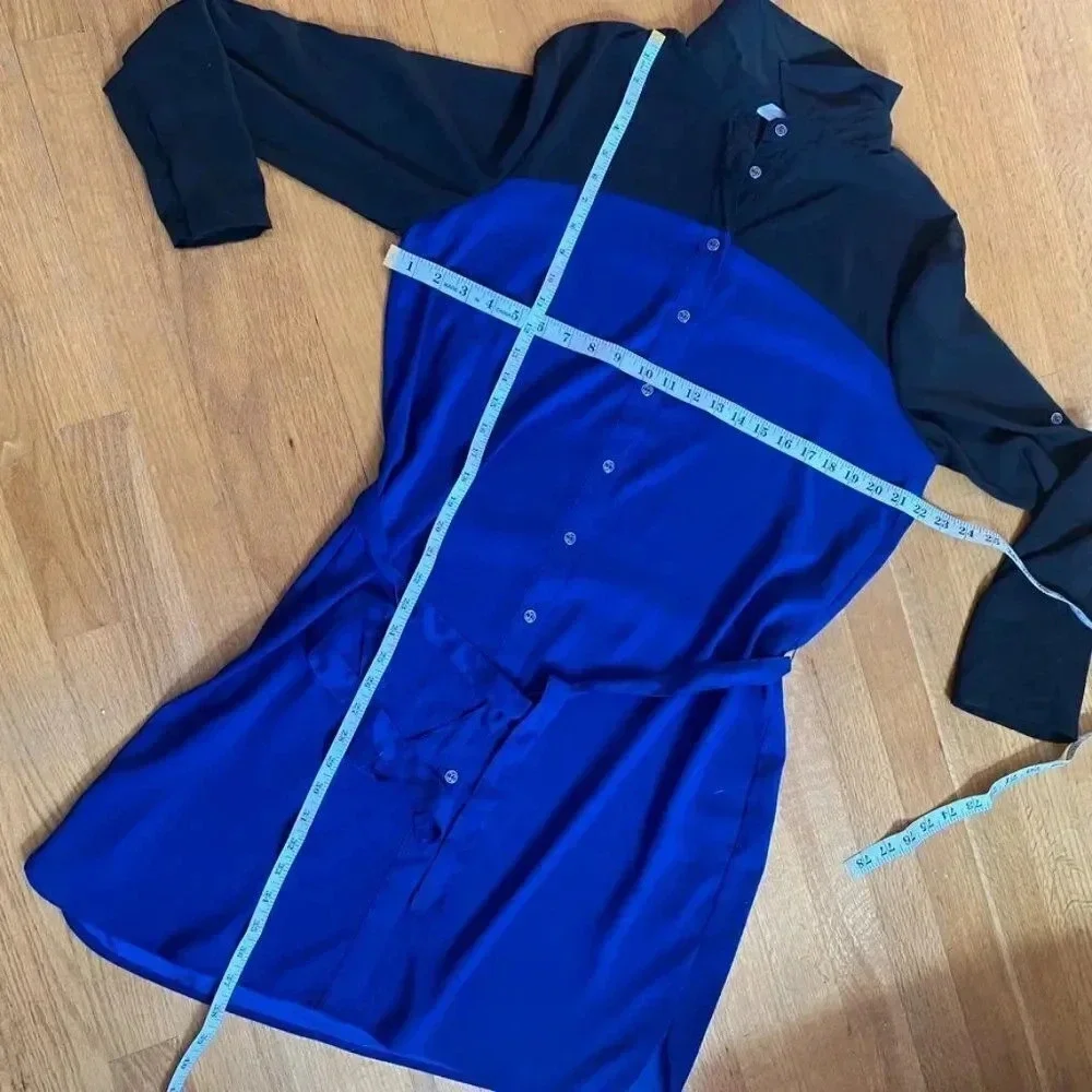 Black and Blue Button Down Shirt Dress - Picture 13 of 13